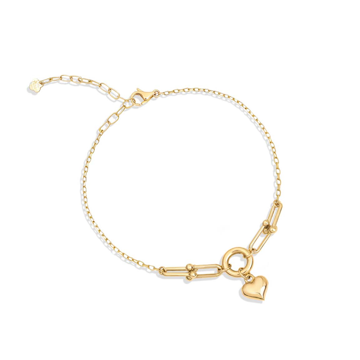 دستبند طلا 18 عیار مدل تیفانی پروفیل قلب توپر