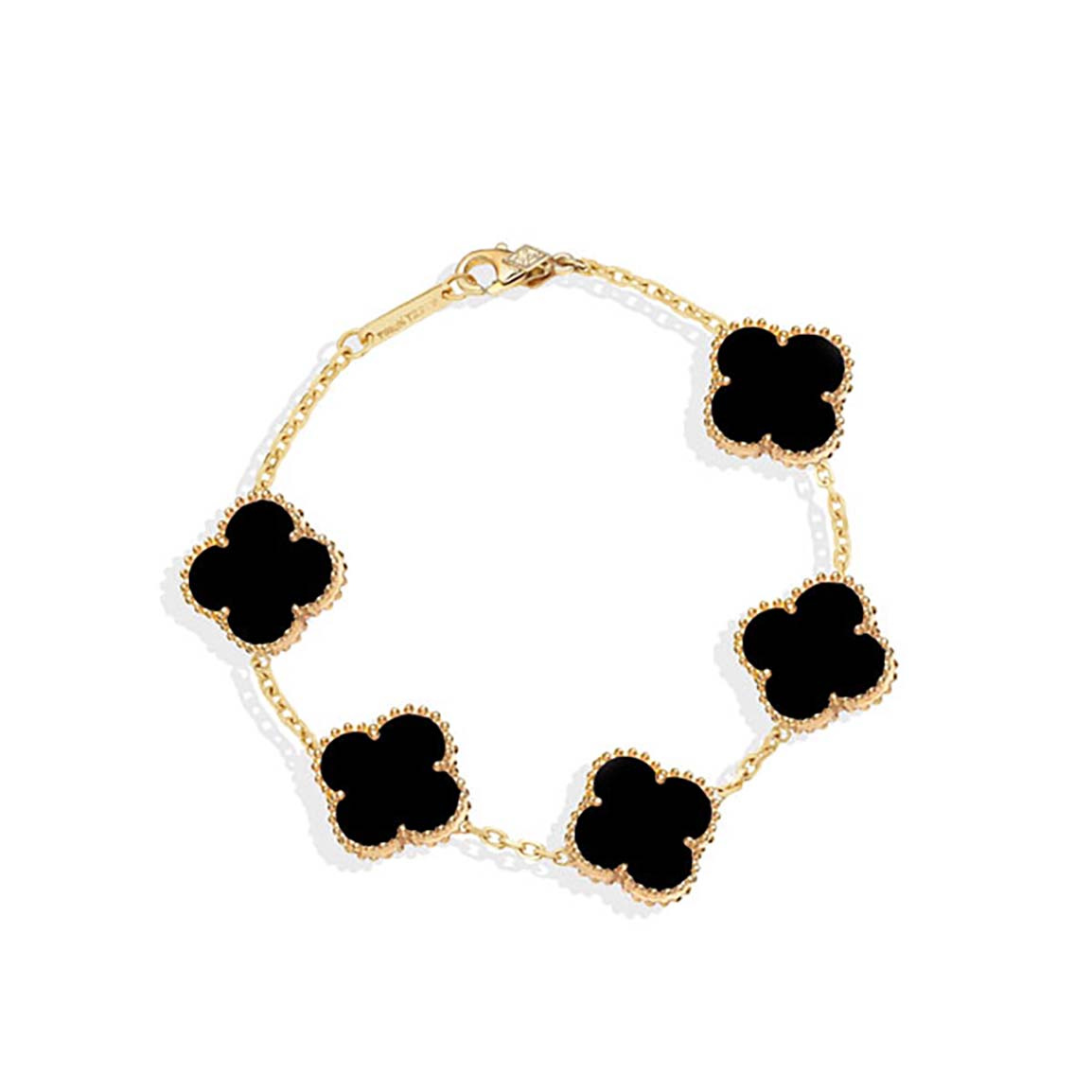 دستبند طلا 18 عیار مدل ونکلیف مشکی بولد 5