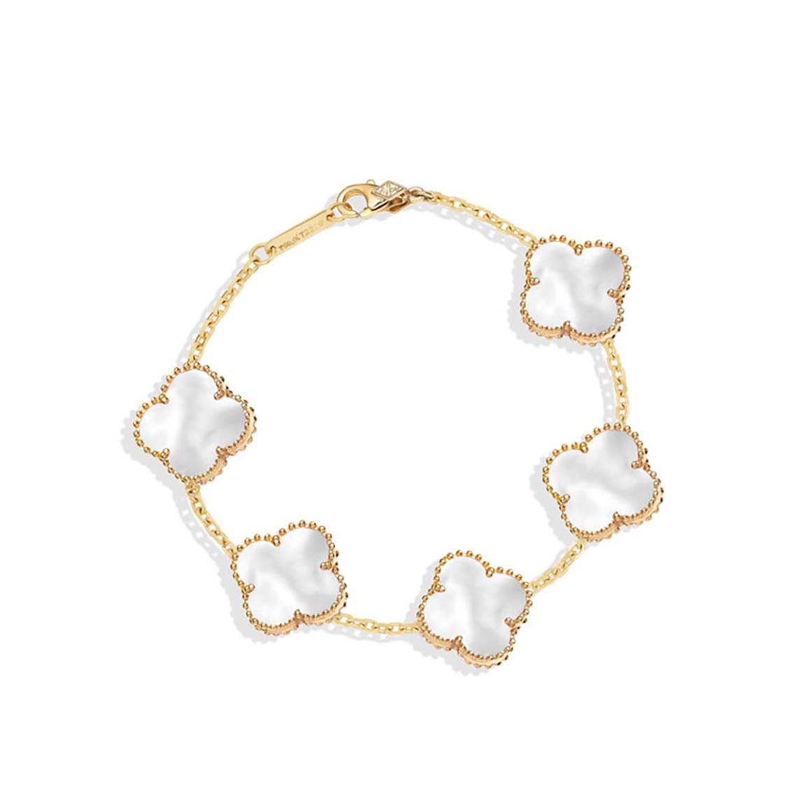 دستبند طلا 18 عیار مدل ونکلیف سفید بولد 5