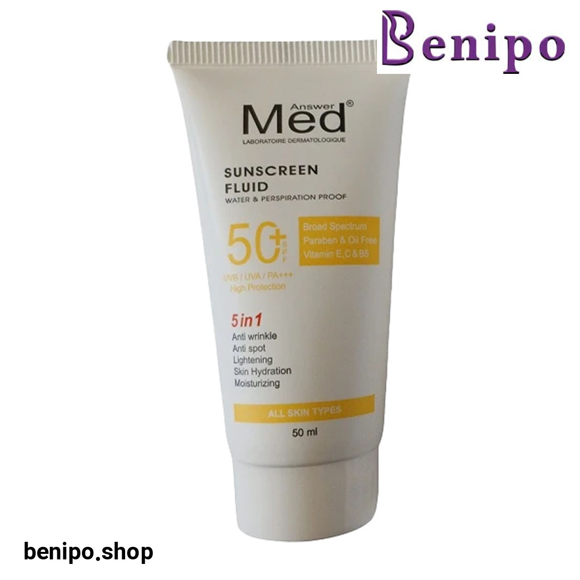 کرم ضد آفتاب رنگی با SPF50 مناسب انواع پوست حجم 50 میلی لیتر