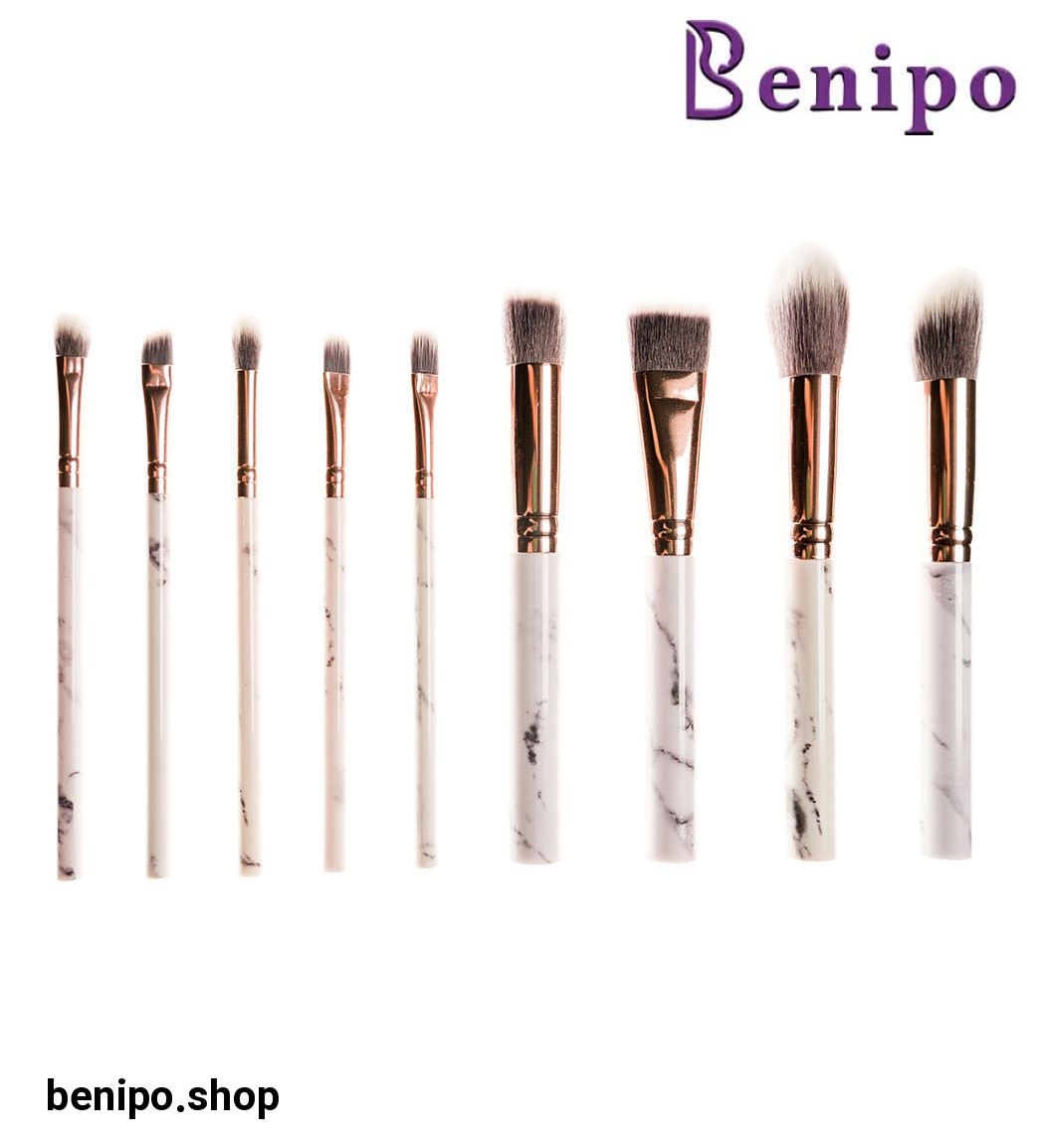 ست براش آرایشی 9 عددی همراه با کیف مدل سرامیک ارسال با رنگ رندوم