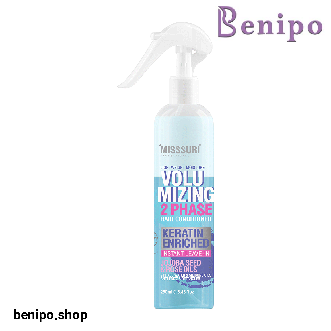 اسپری دو فاز مرطوب کننده مو حاوی روغن رز و جوجوبا حجم 250 میل