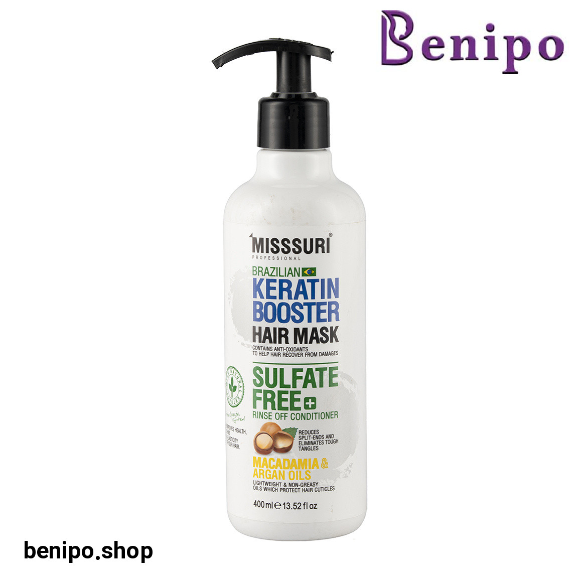 ماسک مو فاقد سولفات مدل کراتین مناسب مو خشک حجم 400 میلی لیتر