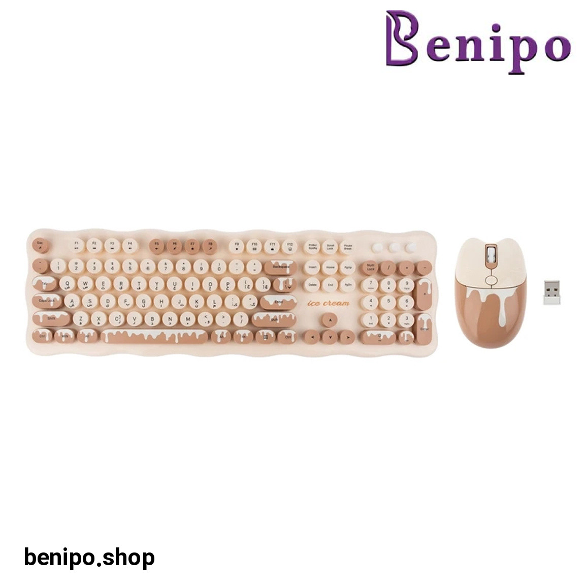 ماوس و کیبورد بی سیم مدل Ice Cream