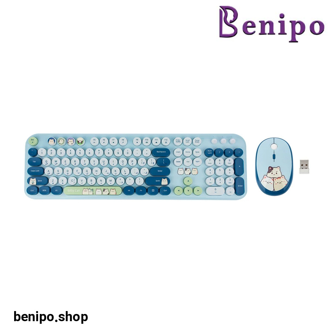 ماوس و کیبورد بی سیم مدل Silly Cat