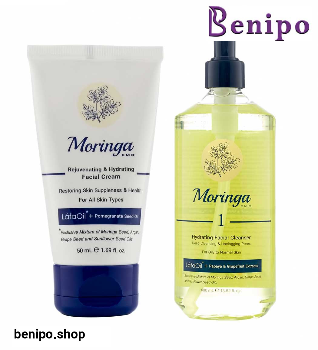 پک کرم آبرسان و جوان کننده صورت مناسب انواع پوست حجم 50 میل و ژل شستشو و آبرسان صورت شماره 1 حجم 400 میل