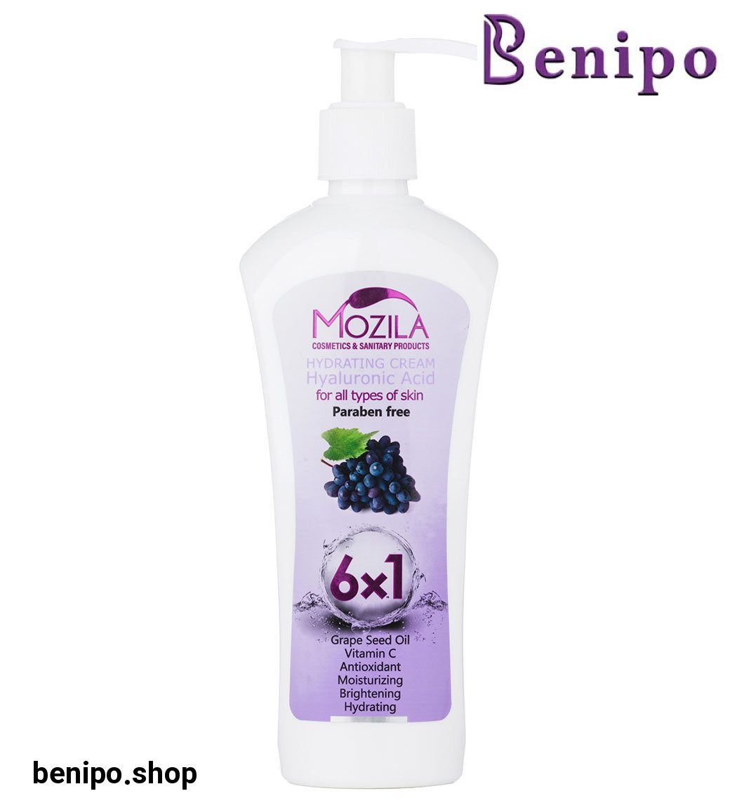 کرم آبرسان حاوی هیالورونیک اسید و روغن هسته انگور مناسب انواع پوست 300میل