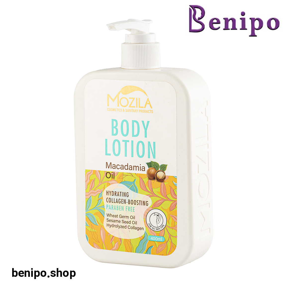 لوسیون آبرسان بدن حاوی هیالورونیک اسید و روغن ماکادمیا حجم 400 میلی لیتر