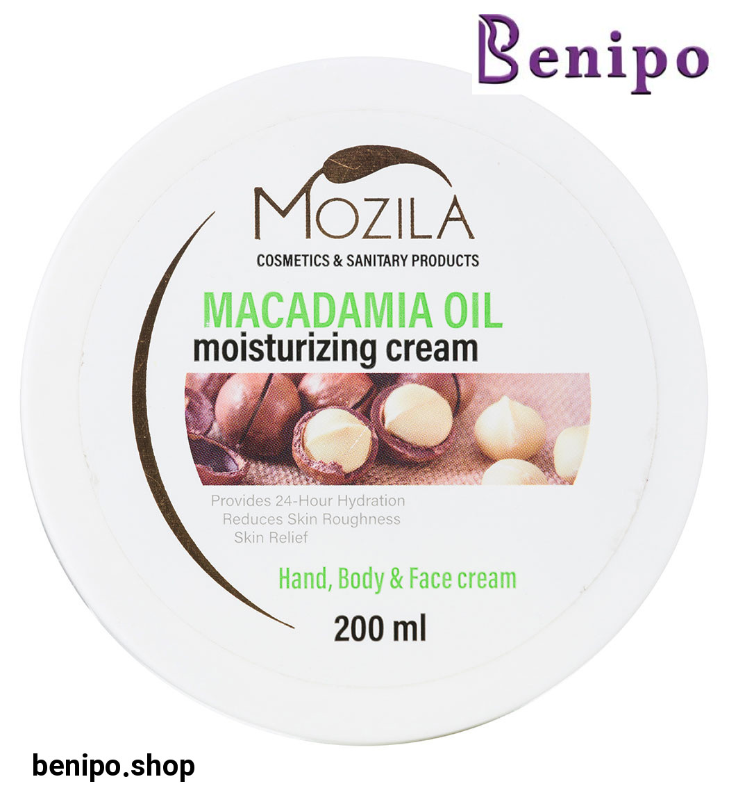 کرم مرطوب کننده دست صورت و بدن کاسه ای حاوی روغن ماکادمیا 200میل