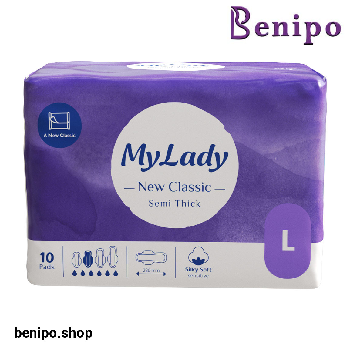 نوار بهداشتی بالدار New Classic ضخیم بزرگ با بسته بندی تکی 10عددی