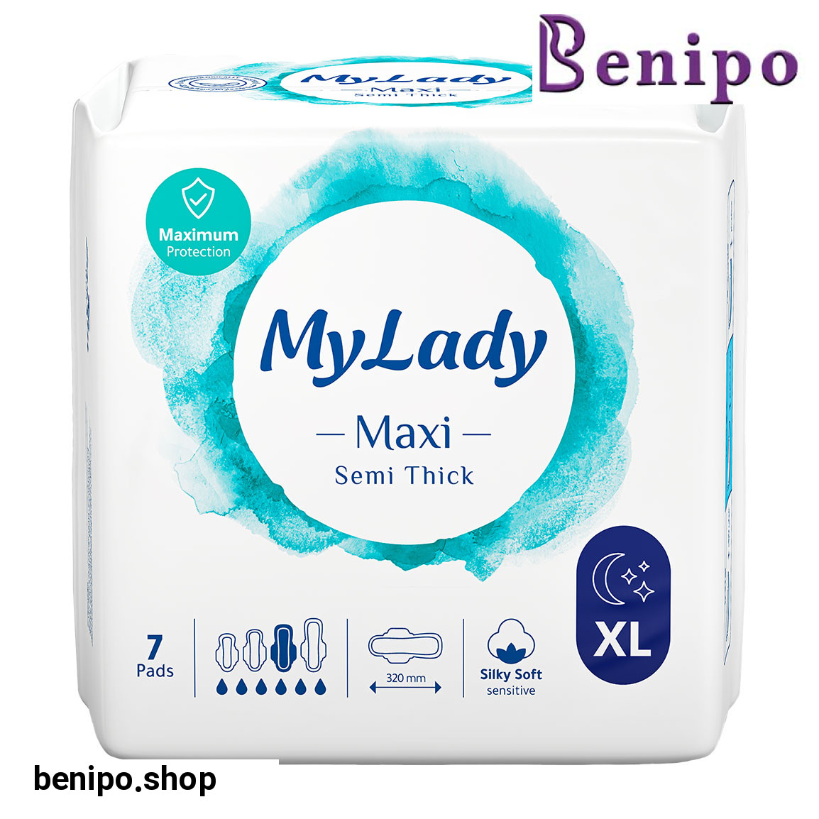 نوار بهداشتی مکسی نیمه ضخیم به نرمی ابریشم سایز خیلی بزرگ 7 عدد