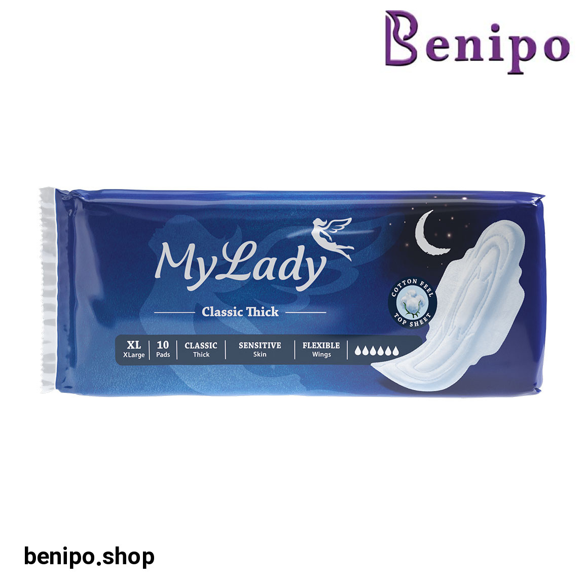 نوار بهداشتی کتانی خیلی بزرگ مدل Classic Thick بسته 10 عددی