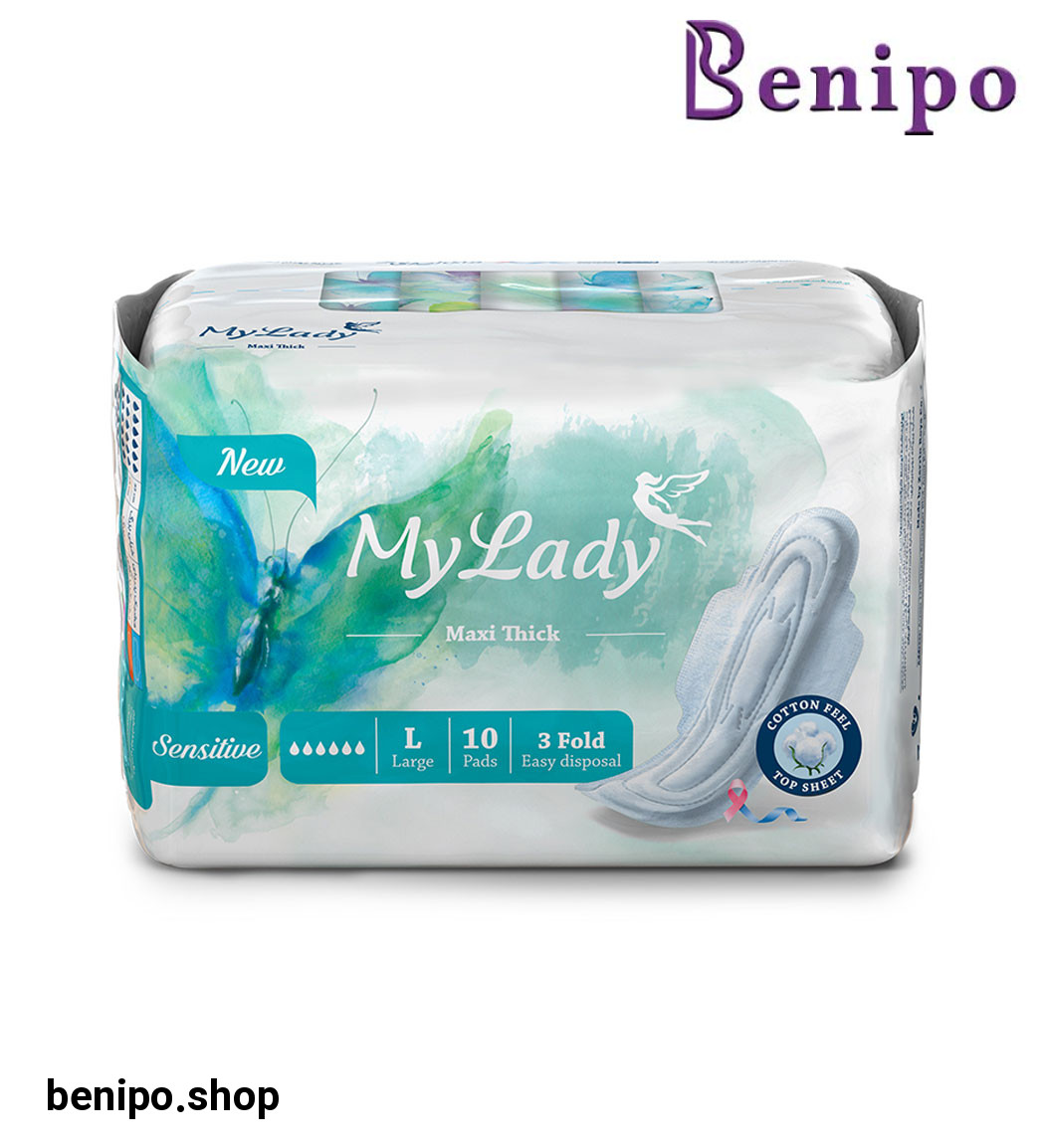 نوار بهداشتی مکسی نیمه ضخیم بالدار سایز بزرگ مناسب پوست حساس بسته 10عددی