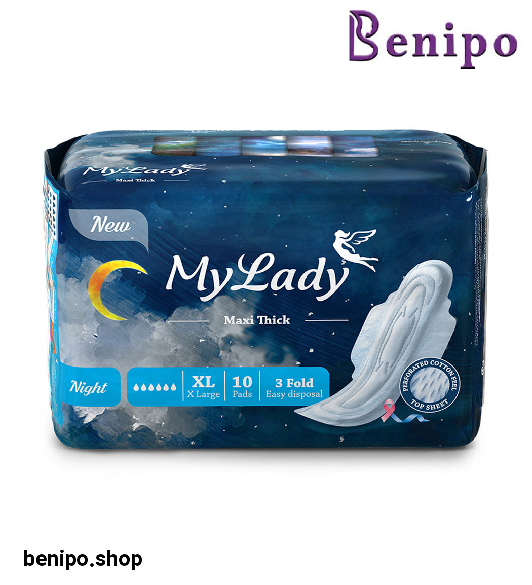 نوار بهداشتی مکسی نیمه ضخیم بالدار مناسب شب سایز خیلی بزرگ بسته 10عددی