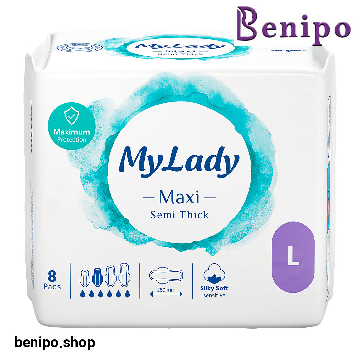 نوار بهداشتی مکسی نیمه ضخیم مناسب پوست حساس سایز بزرگ 8 عددی