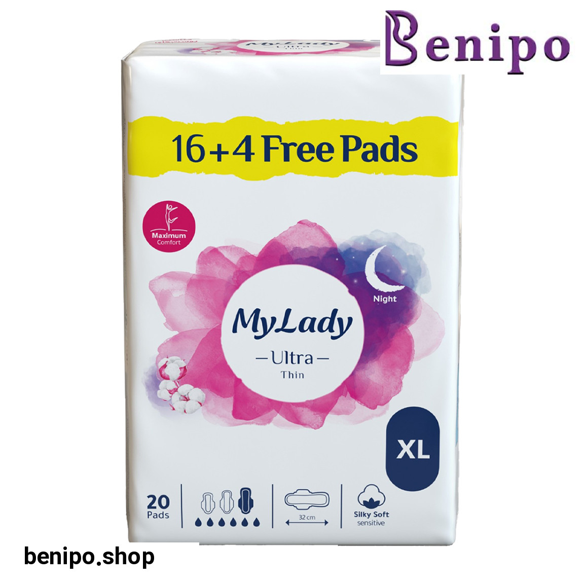 نوار بهداشتی بالدار اولترا مدل به نرمی ابریشم مناسب شب سایز خیلی بزرگ بسته 20 عددی