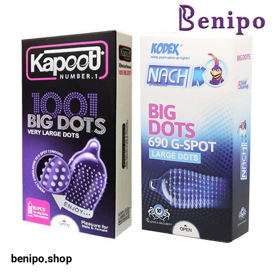 پک کاندوم کاپوت مدل Big Dots به همراه کاندوم Big Dots
