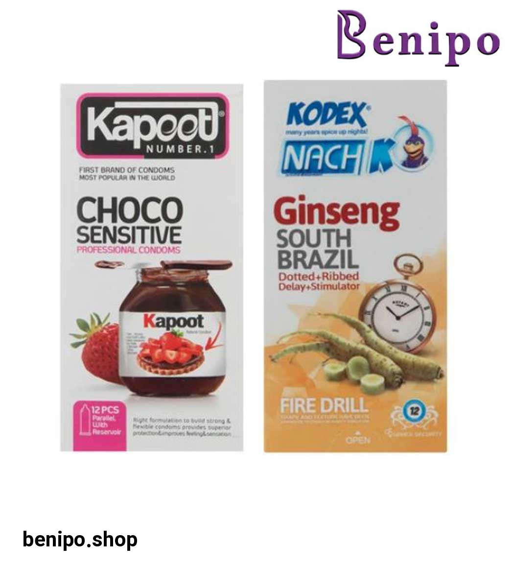 پک کاندوم مدل Choco Sensitive کاپوت به همراه کاندوم Ginseng ناچ کدکس