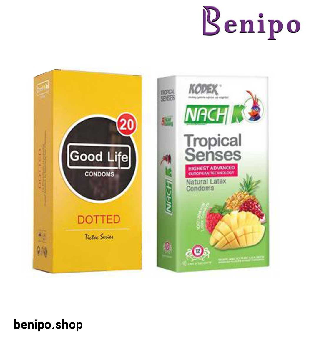 کاندوم 12 عددی گودلایف مدل Dotted به همراه کاندوم 12 عددی Tropical Senses