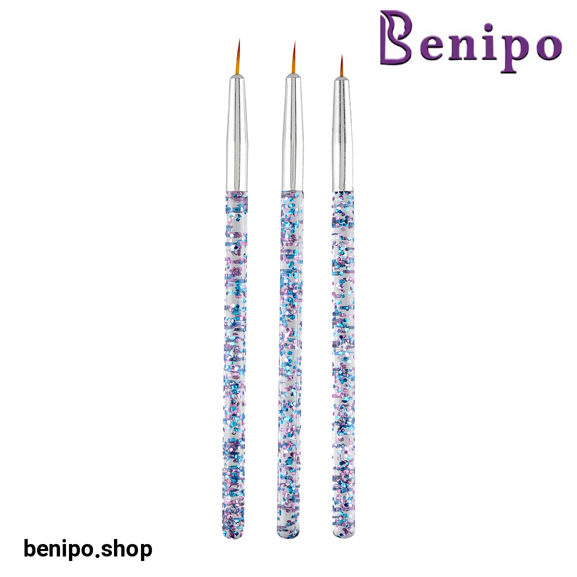 قلم طراحی ناخن مدل گلیتر بسته 3 عددی