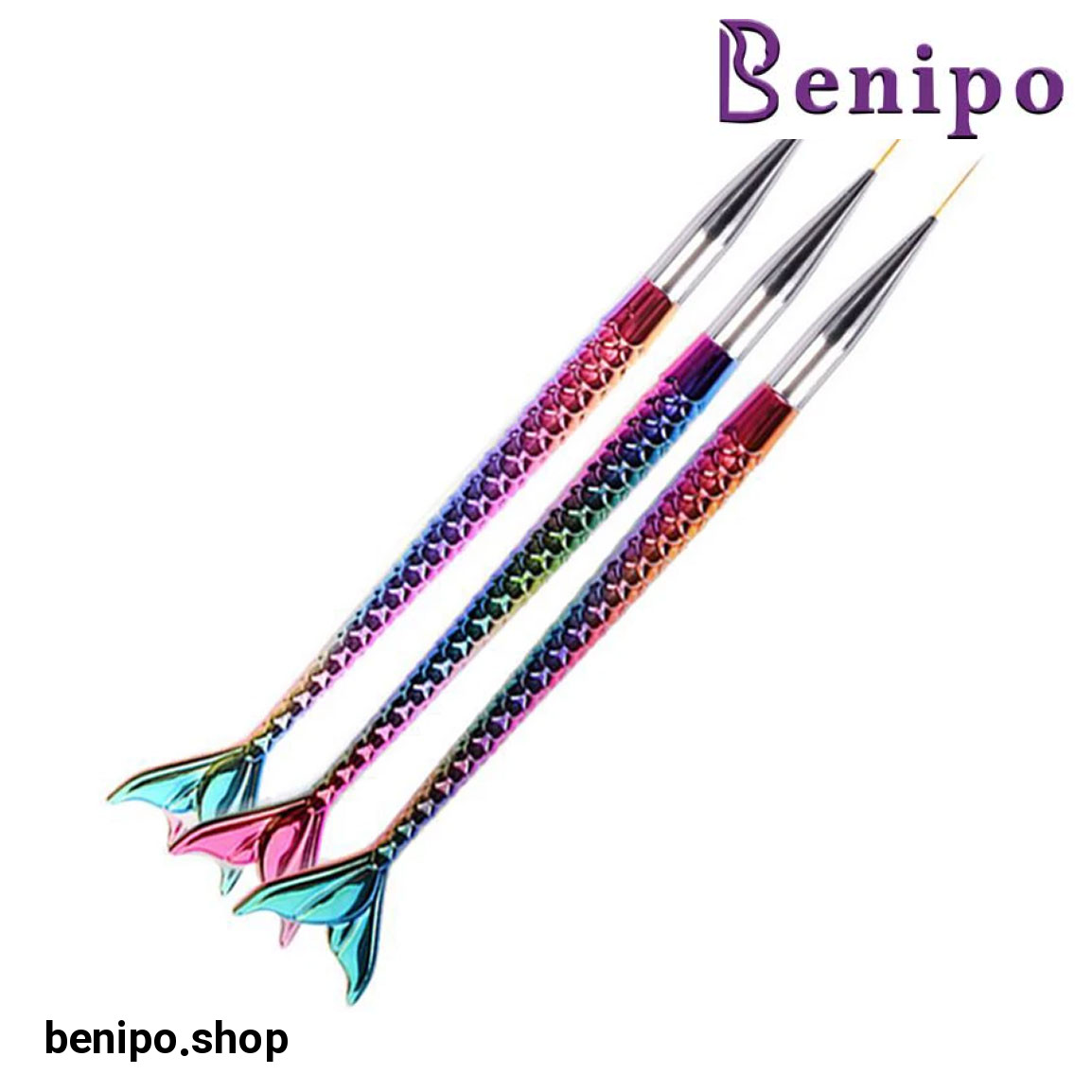 قلم طراحی ناخن مدل 2020 طرح پری دریایی بسته 3 عددی