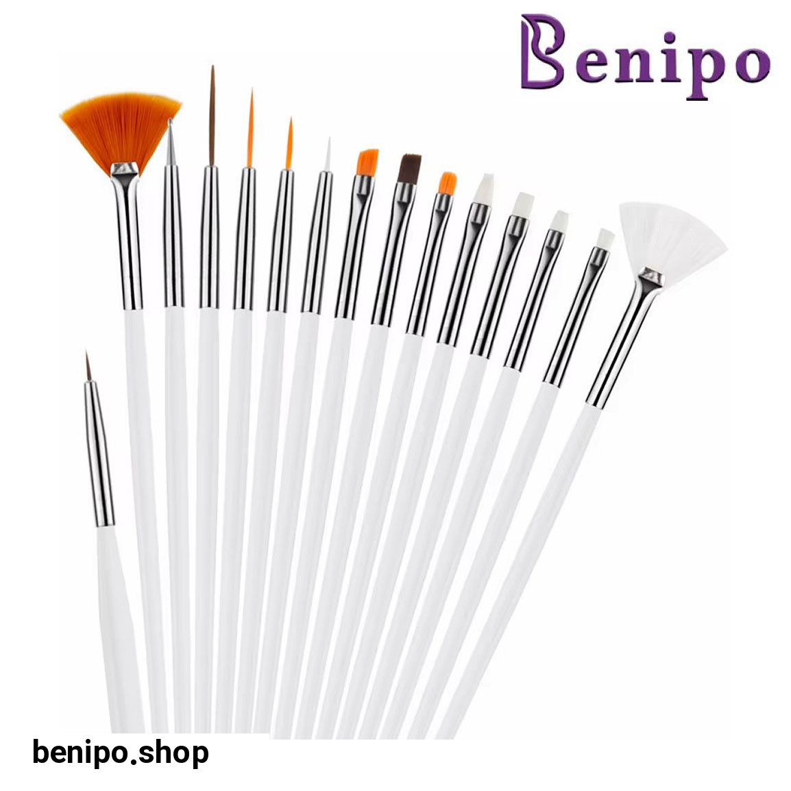 قلم مو طراحی ناخن مدل Ndb05 بسته 15 عددی