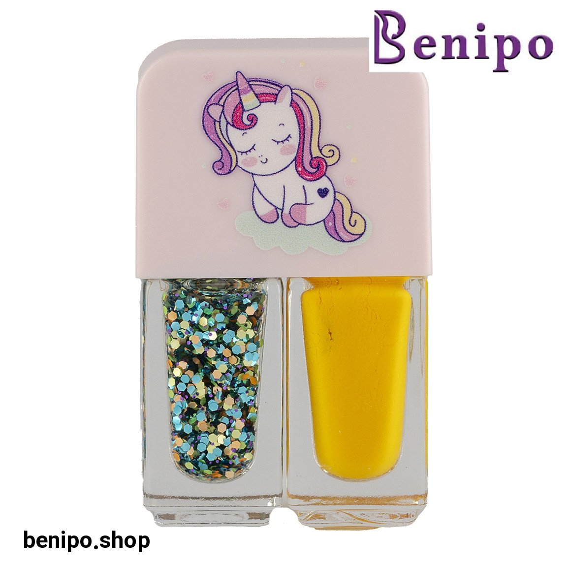 لاک ناخن دو قلو طرح یونیکورن