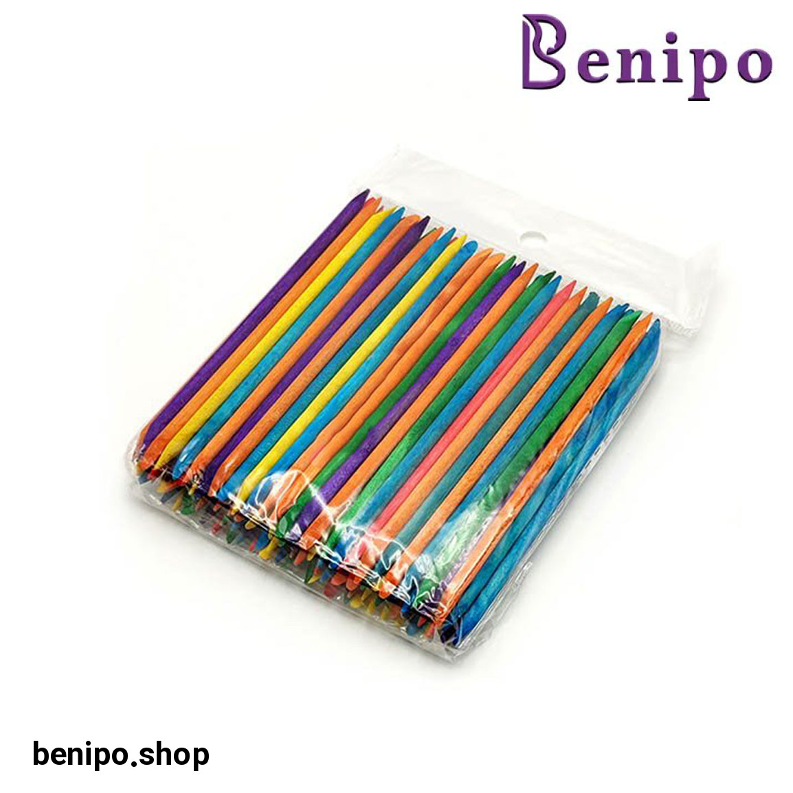 عقب زن چوبی بسته 100 عددی رنگی