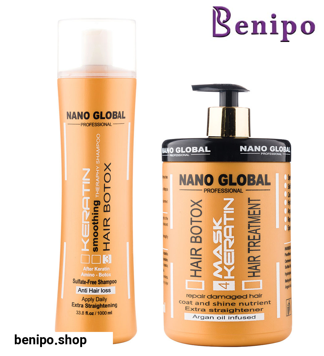 ماسک مو نانو مدل کراتین و شامپو بعد از کراتین حجم 1000 میل