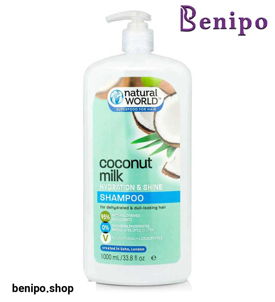 شامپو شیر نارگیل آبرسان و براق کننده مو حجم 1000 میل