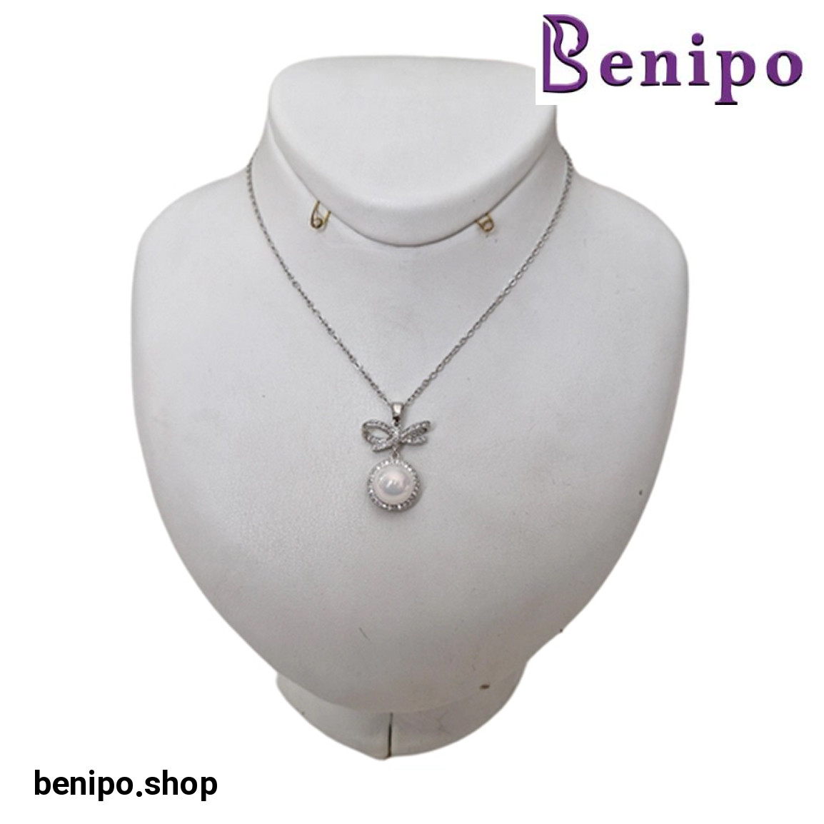 گردنبند زنانه طرح گل و مروارید کد 33