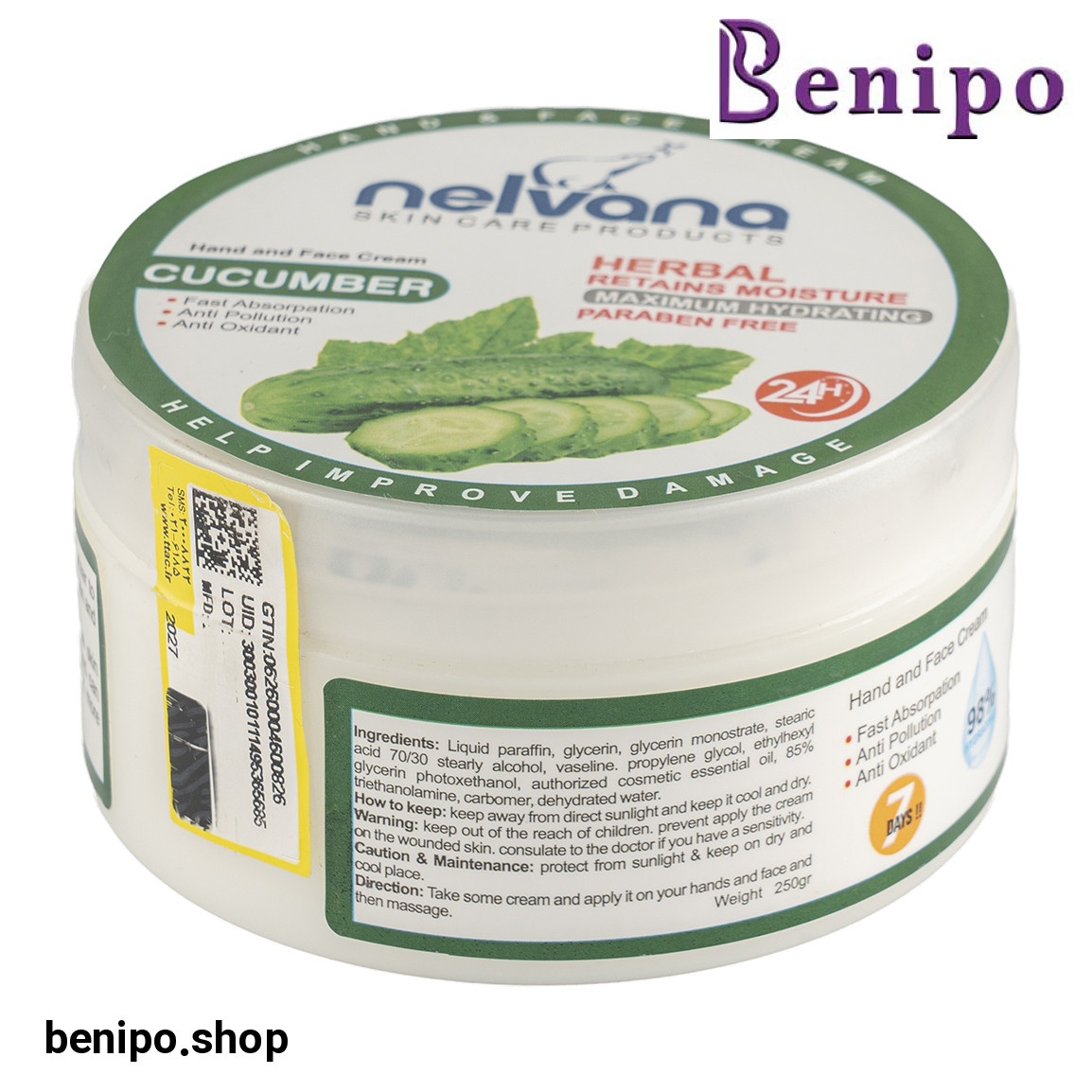 کرم دست و صورت خیار حجم 200 میلی لیتر