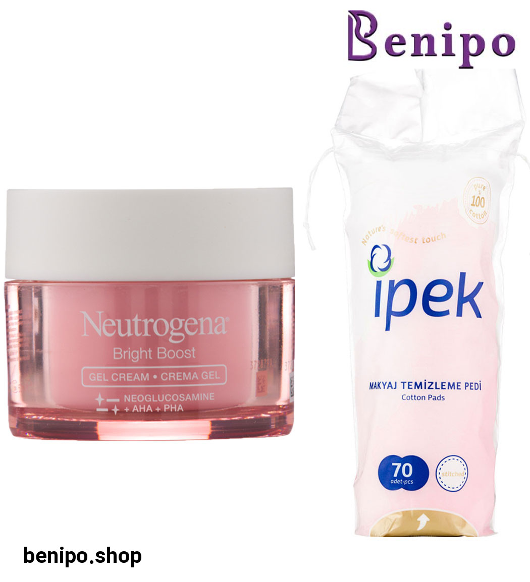 پک پد آرایش پاک کن 70 عددی به همراه ژل کرم آبرسان و ضد چروک Bright Boost حجم 50 میل