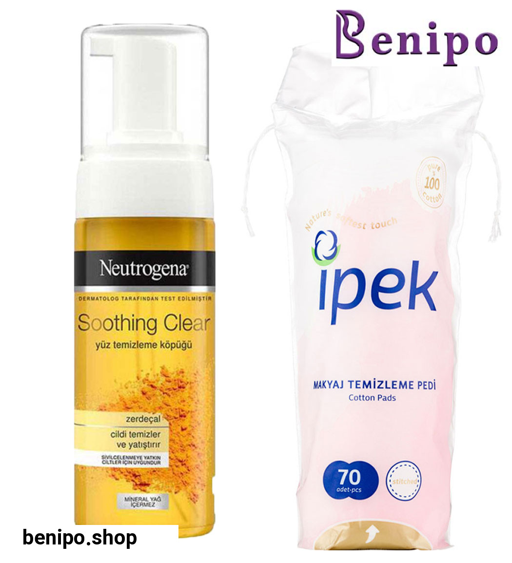 پک پد آرایش پاک کن ایپک 70 عددی به همراه فوم شوینده صورت مخصوص پوست مستعد جوش حجم 150 میل