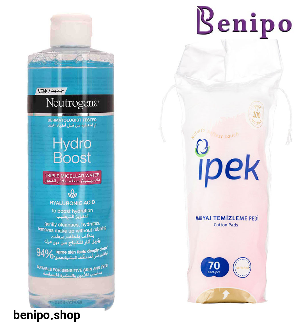 پک 2 عددی پد آرایش پاک کن 70 عددی ایپک و میسلار واتر مدل Hydro Boost مناسب انواع پوست