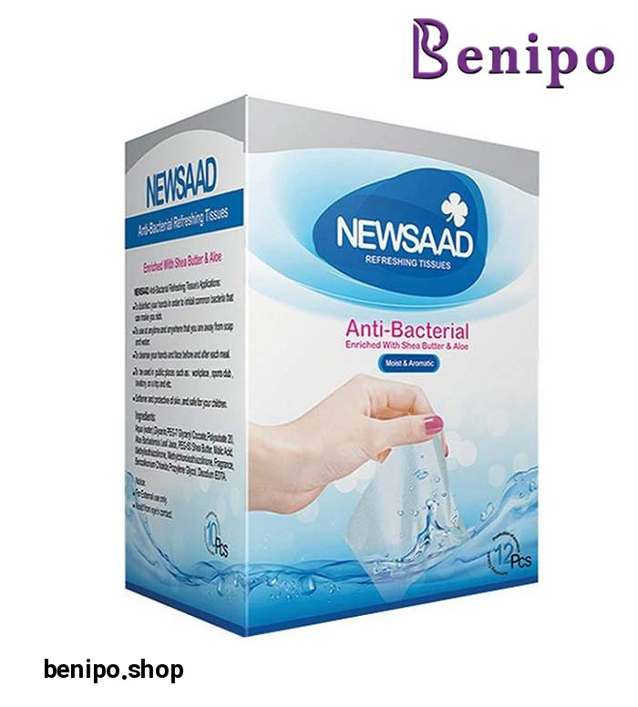 دستمال مرطوب دست و صورت آنتی باکتریال بسته 10 عددی