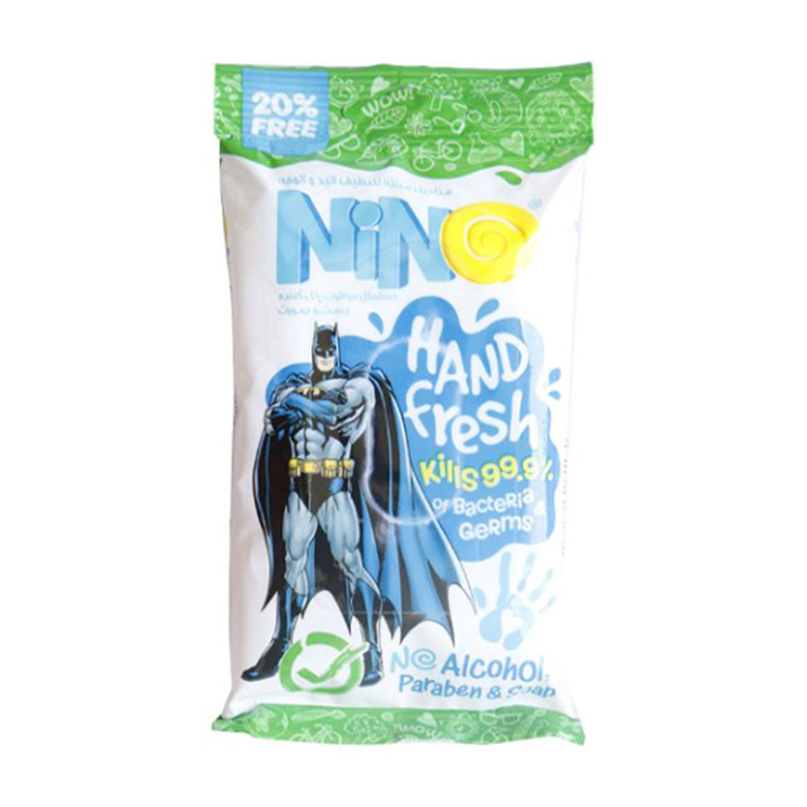 دستمال مرطوب کودک طرح بتمن بسته 10 عددی