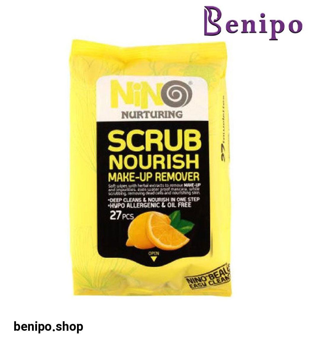 دستمال مرطوب پاک کننده آرایش مدل Scrub Nourish بسته 27 عددی