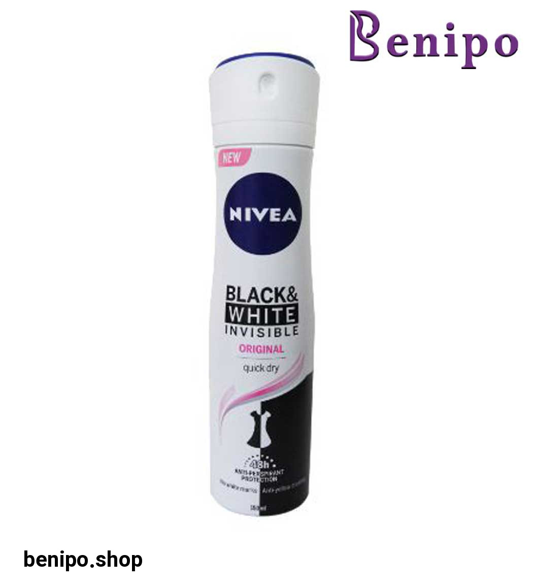 اسپری ضد تعریق زنانه مدل Black And White Invisible Clear حجم 150میل
