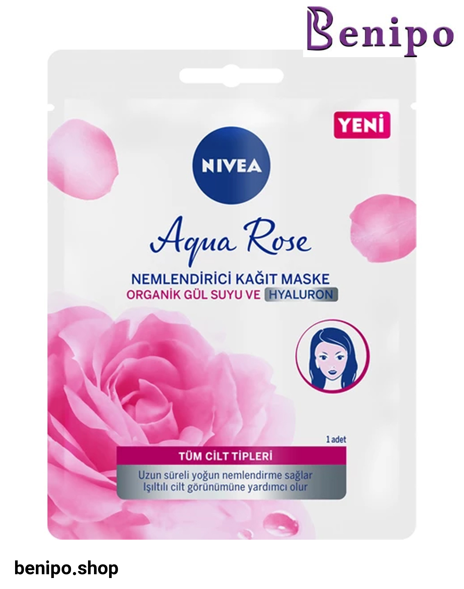 ماسک ورقه ای آبرسان، مرطوب کننده و رفع تیرگی دور چشم حاوی عصاره گل رز بسته 1 عددی