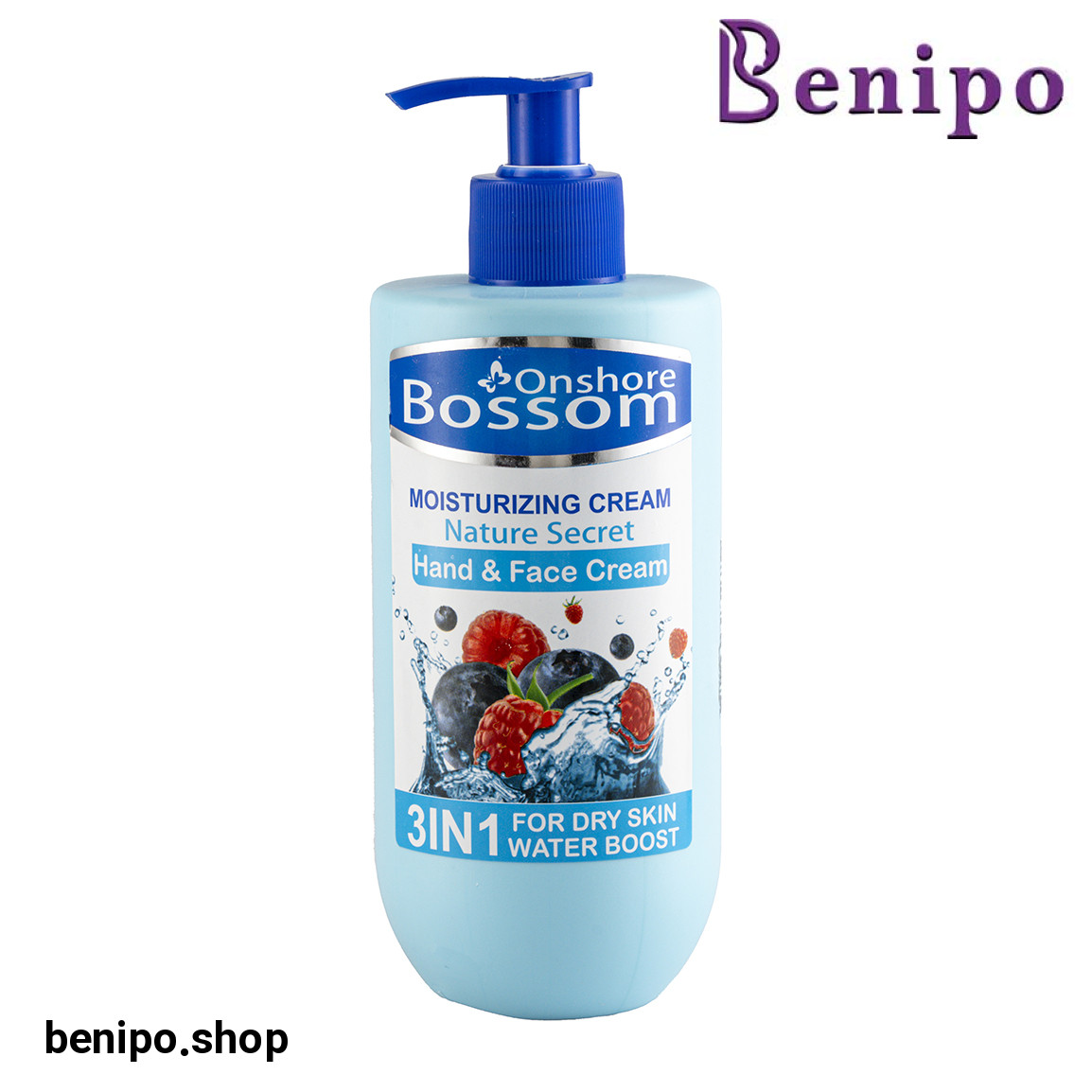 کرم آبرسان دست صورت و بدن حاوی بلوبری حجم 500 میلی لیتر