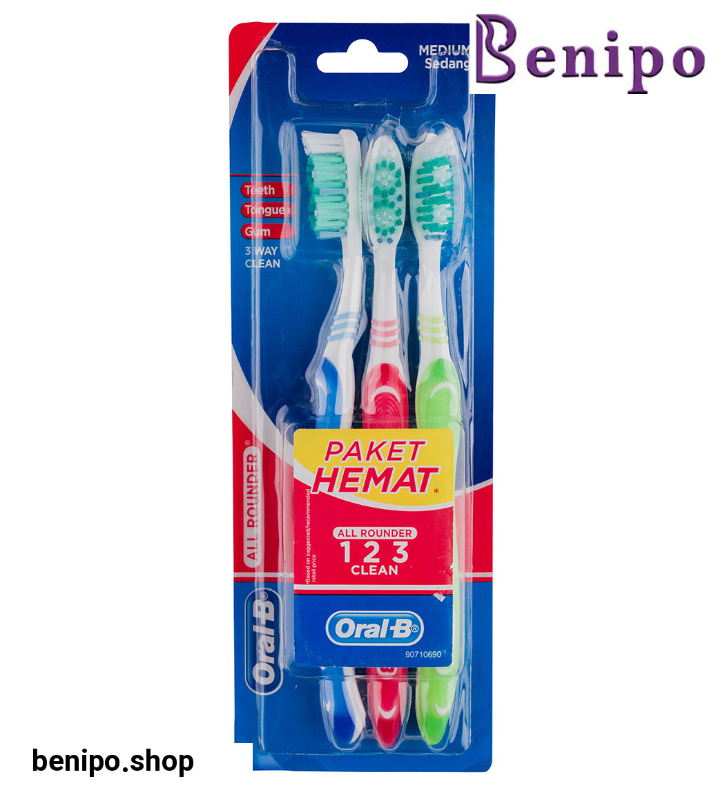 مسواک سری 123 Clean با برس متوسط بسته 3 عددی