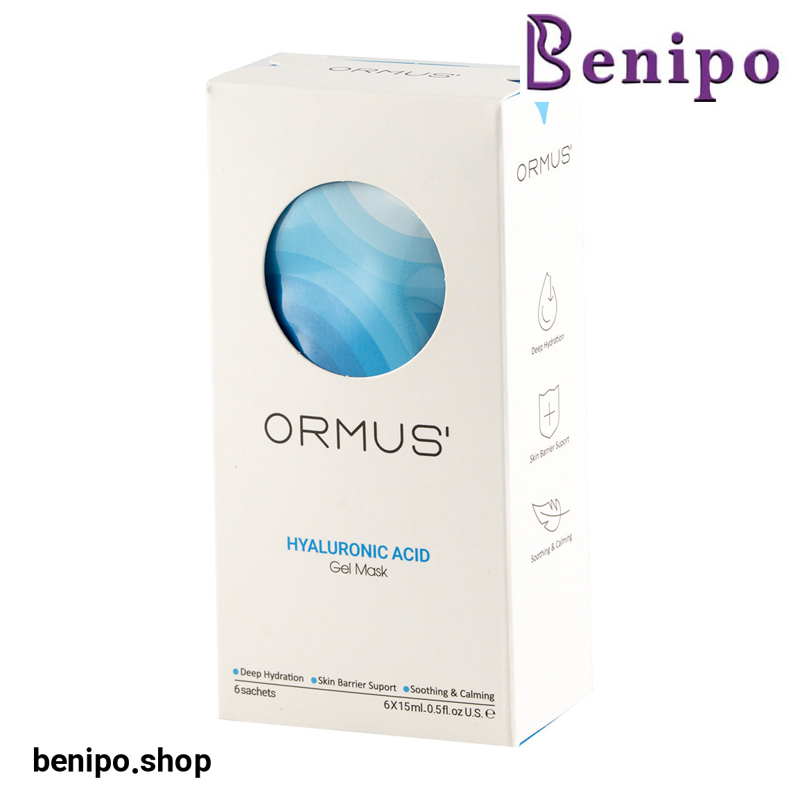 ژل ماسک مدل هیالورونیک اسید حجم 15 میلی لیتر بسته 6 عددی