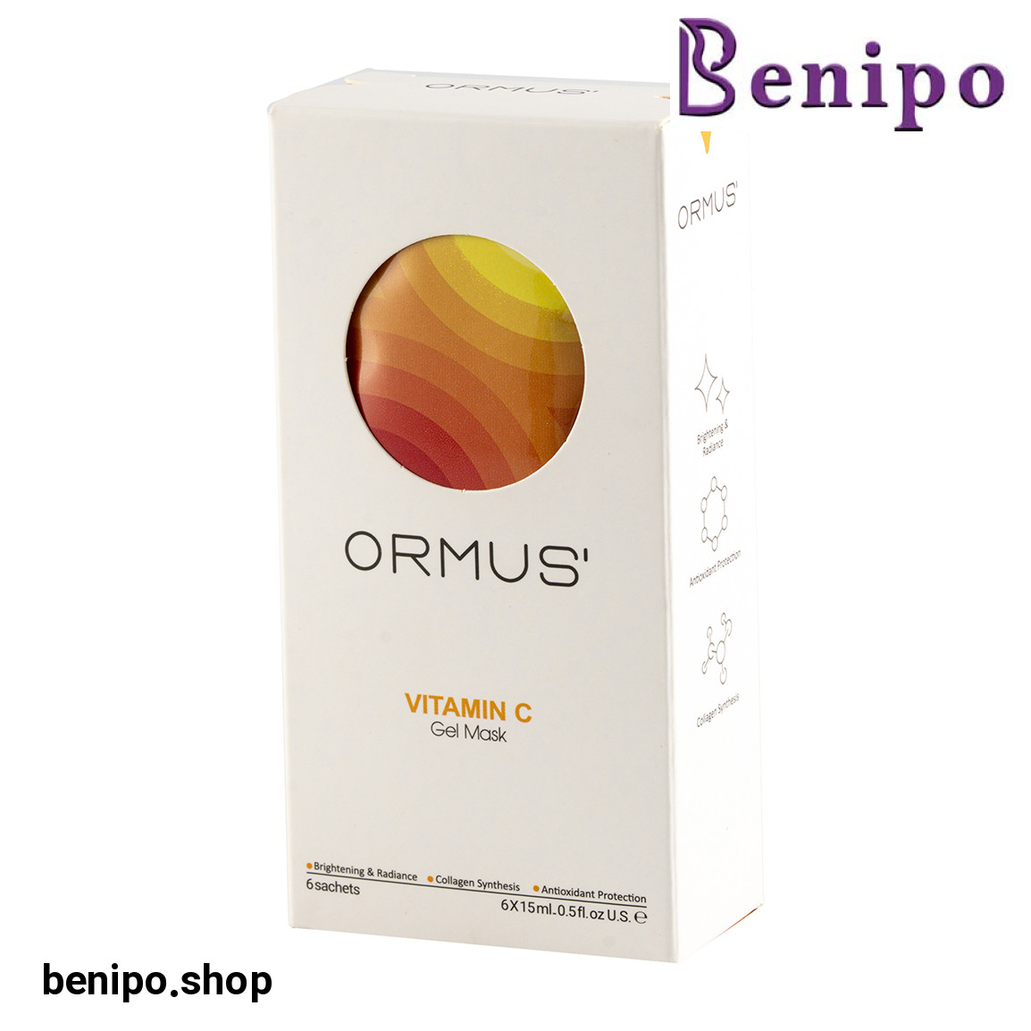 ژل ماسک مدل ویتامین سی حجم 15 میلی لیتر بسته 6 عددی