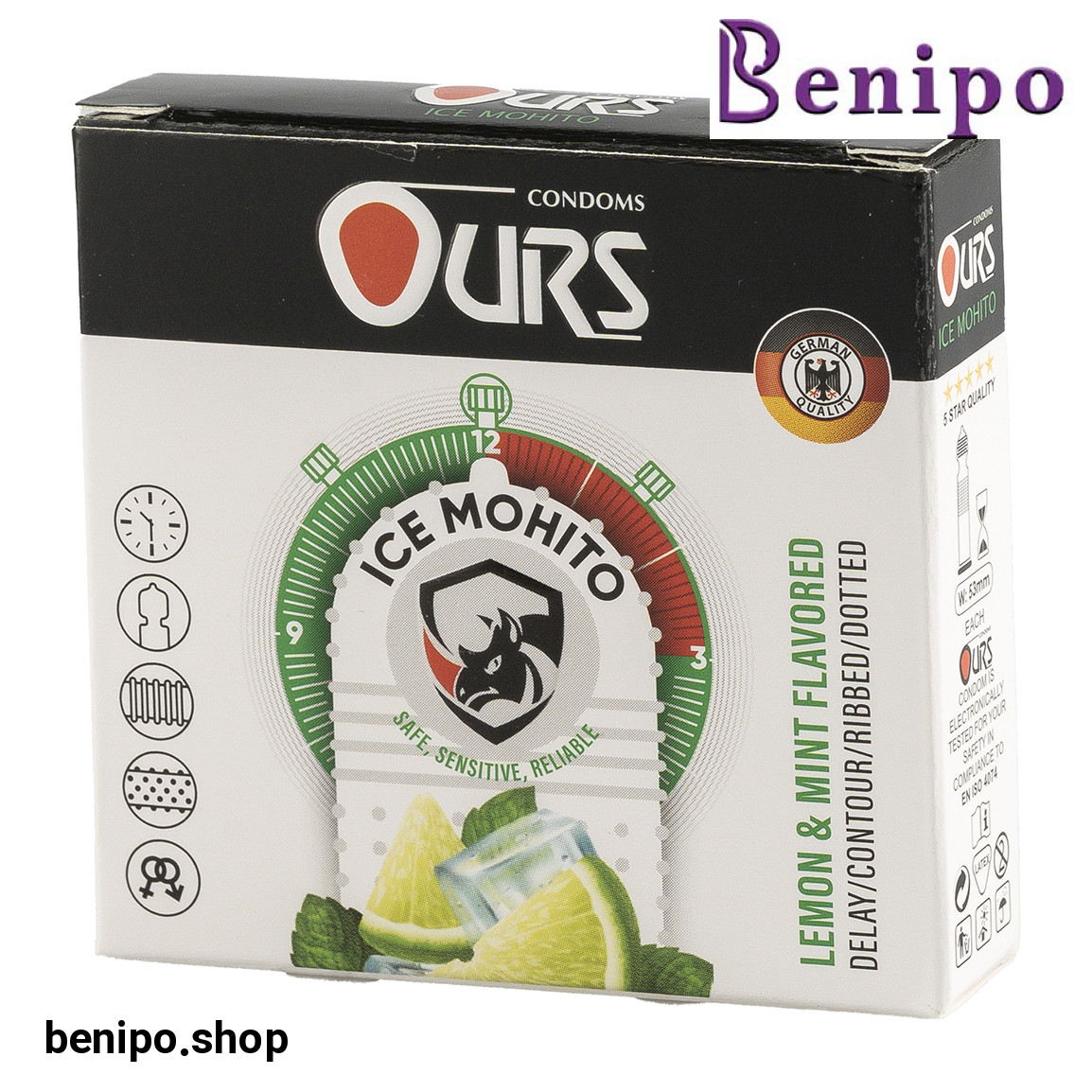 کاندوم مدل ICE MOHITO بسته 3 عددی