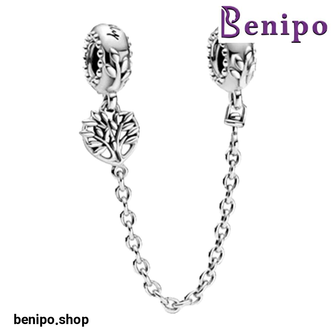 چارم آویز نقره مدل زنجیر ایمنی درخت خانوادگی قلبی