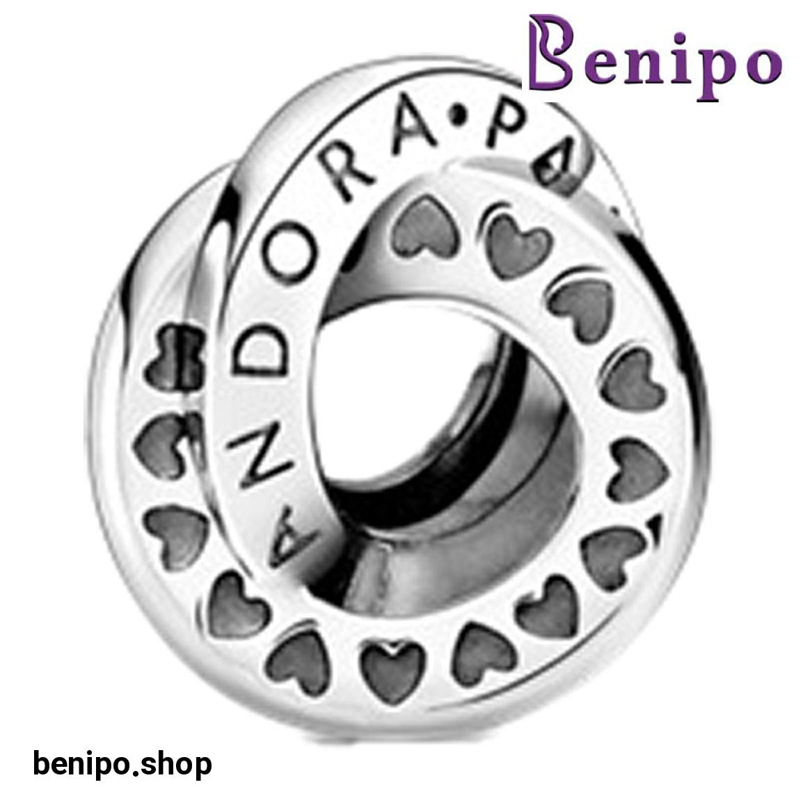 چارم آویز نقره مدل فاصله انداز لوگو و قلب