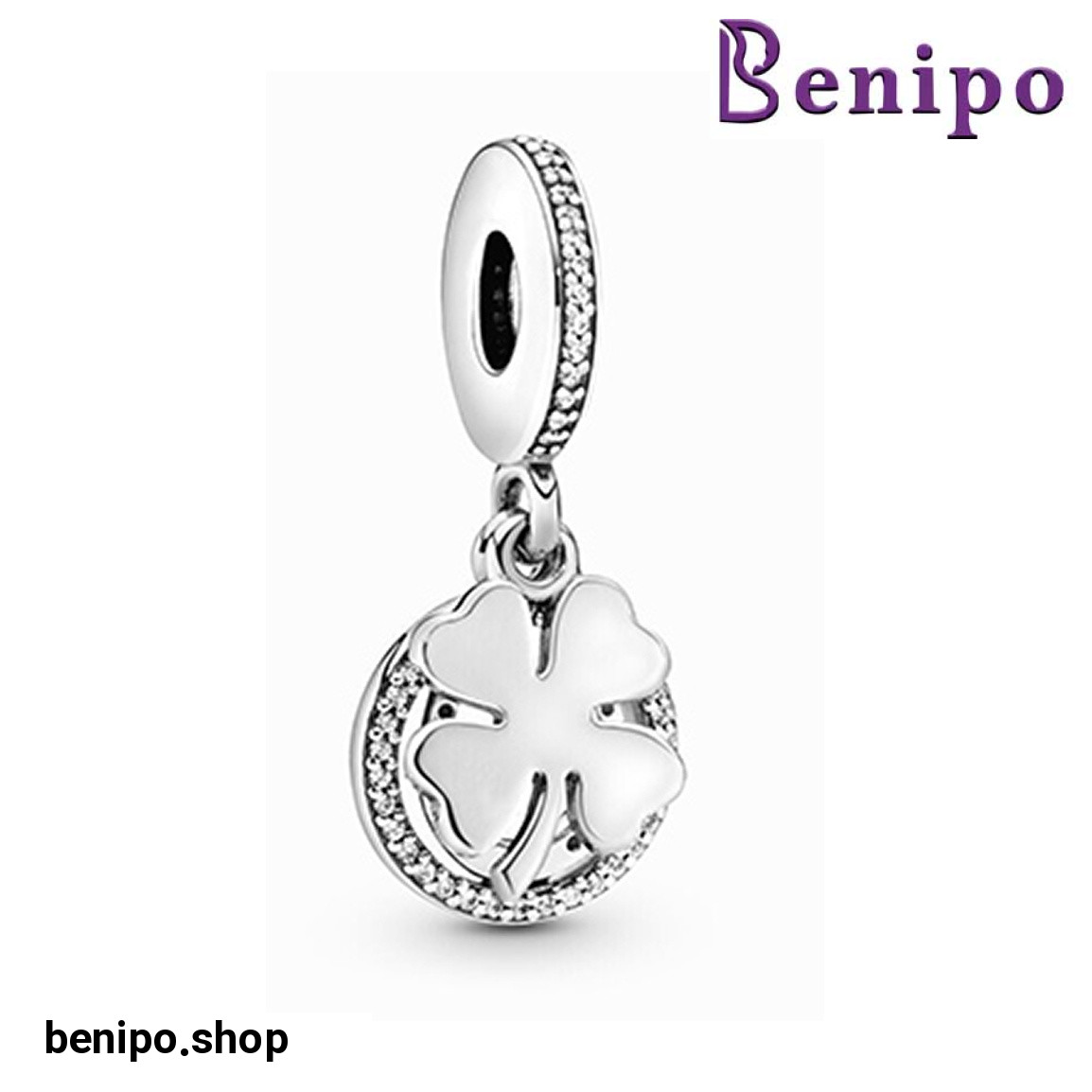 چارم آویز نقره مدل خوش شانسی شبدر چهار برگ