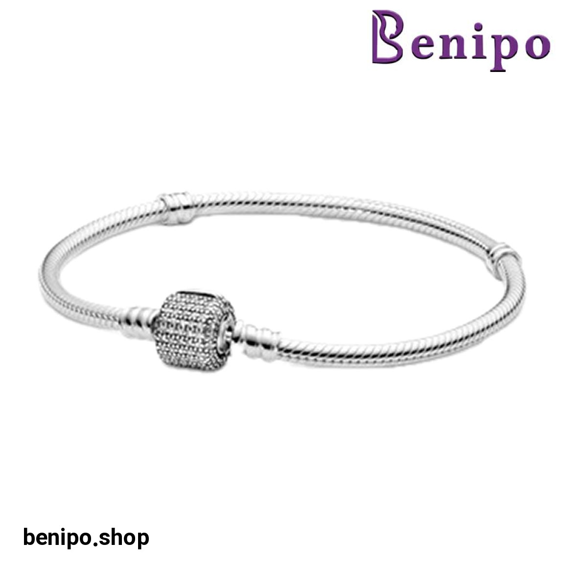 دستبند نقره مدل گیره استوانه ای نگین دار دقایق سایز 20