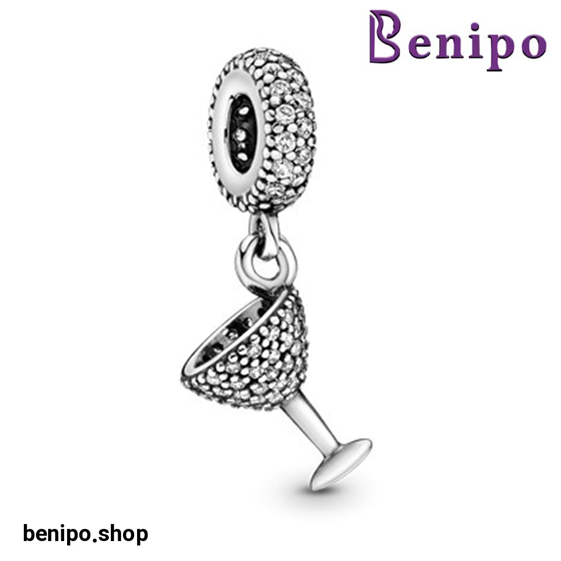 چارم آویز نقره مدل جام نگین دار